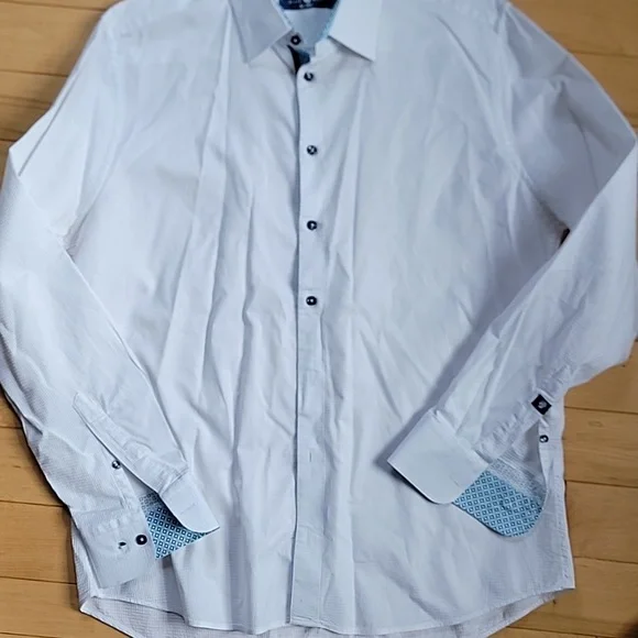 Stone rose white waffle knit dress shirt xl - Picture 2 of 6